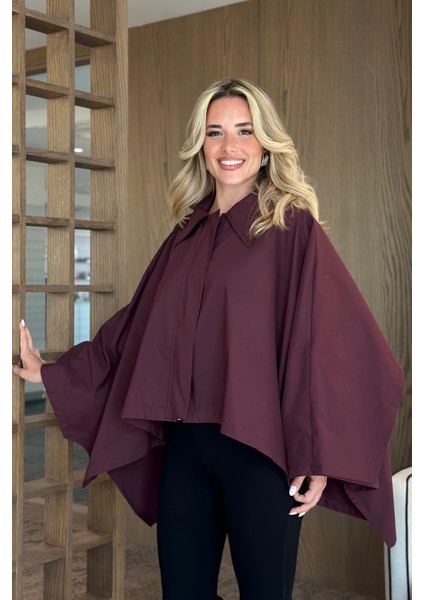 Mürdüm Pelerin Model Trençkot - 7603