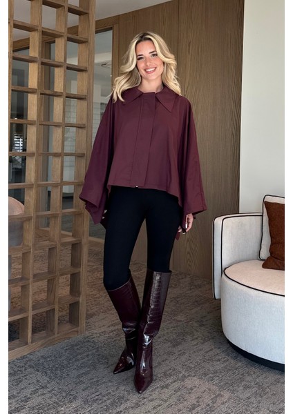 Mürdüm Pelerin Model Trençkot - 7603 fiyatları