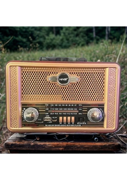 Retro, Nostaljik, Ahşap Tasarım Bluetooth Hoparlörlü, Şarjlı, Taşınabilir Otantik Tasarımlı Fm/am Destekli Radyo NS8098 fiyatları