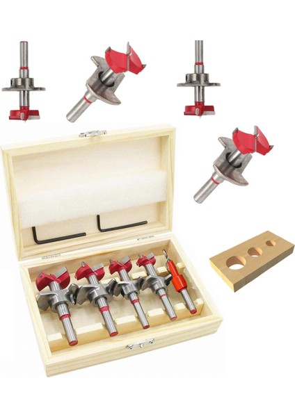 Ahşap Freze Bıçağı Yuvarlak Panc Açma 5 Adet Ahşap Çantalı Matkap Ucu 15 mm 20 mm 25 mm 30 mm 35 mm takım