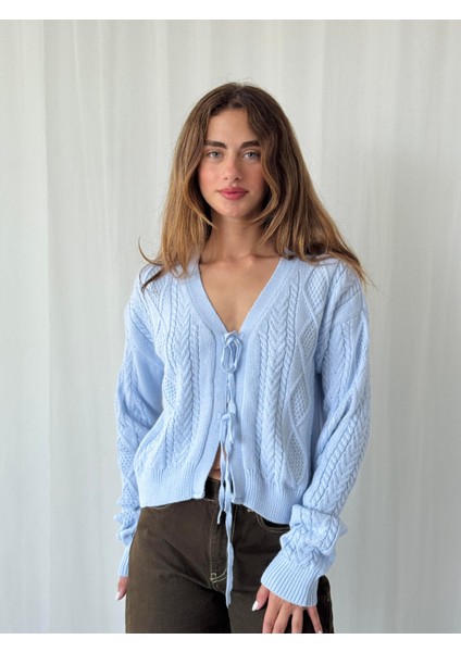 Önden Bağlamalı Hırka Kadın Mavi fiyatları