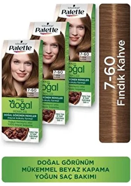 Kalıcı Doğal Renkler Saç Boyası 7-60 Fındık Kahve x 3 Adet