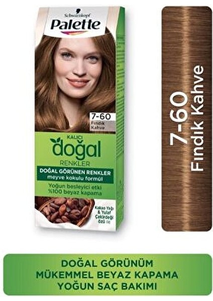 Kalıcı Doğal Renkler Saç Boyası 7-60 Fındık Kahve x 3 Adet modelleri