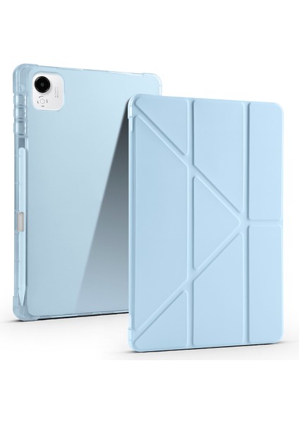 Honor Pad X9A Kılıf Zore Tri Folding Kalem Bölmeli Standlı Kılıf-Mavi