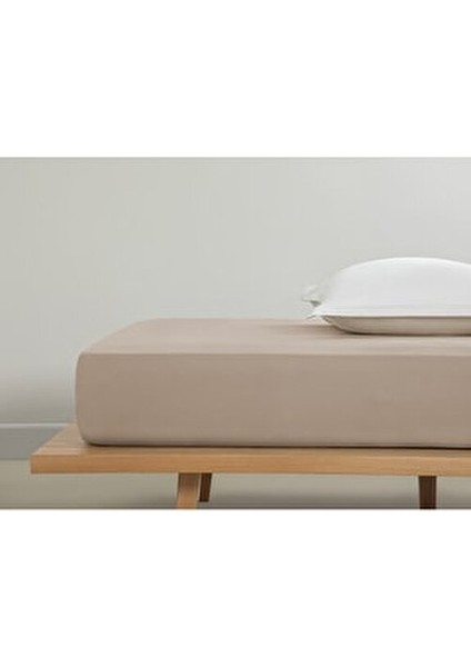 Düz Pamuklu Tek Kişilik Çarşaf 160X240 cm Kahve Köpüğü