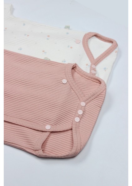 Bistyle Bloom Rose 2'li Yarım Kol Badi 17119 Ekru Gül Kurusu