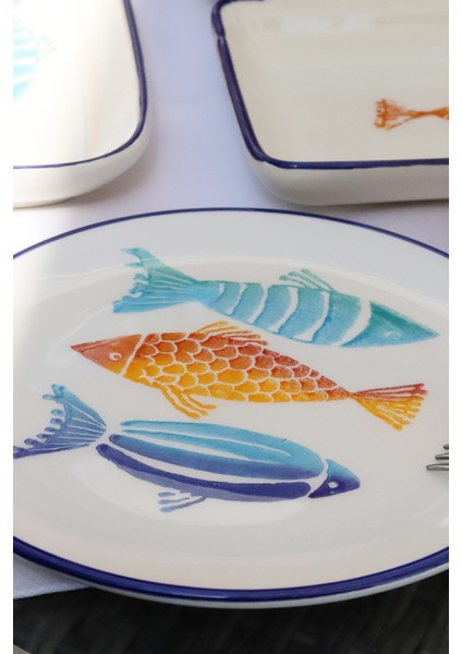 Bodrum Fish 6 Lı Pasta Tabağı 19 Cm.