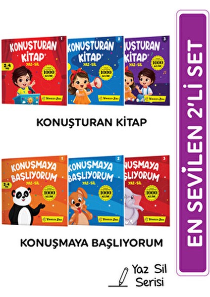 Konuşturan Kitap ve Konuşmaya Başlıyorum Yaz Sil Serisi 2'li Set - 6 Kitap