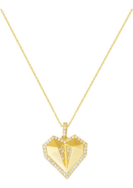 Kristal Kalp 14 Ayar Altın Kolye