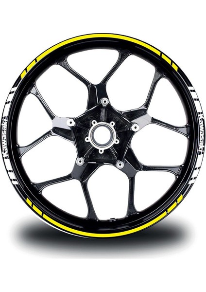 Kawasakı Yazılı Kısa Yazısız Uzun Dış Şerit 16'lı Çift Renk Jant Sticker Modeli modelleri