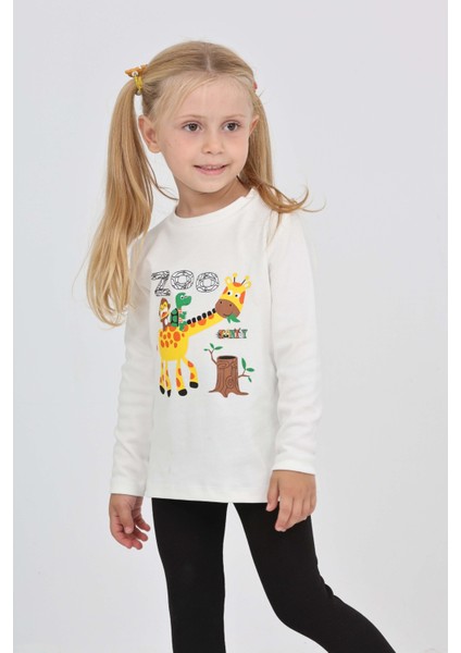 Kız Çocuk Zürafa Baskılı Sweatshirt fırsatları