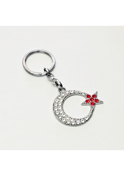 Anahtarlık Çanta Aksessuarı Taşlı Ay Yıldız Anahtarlik