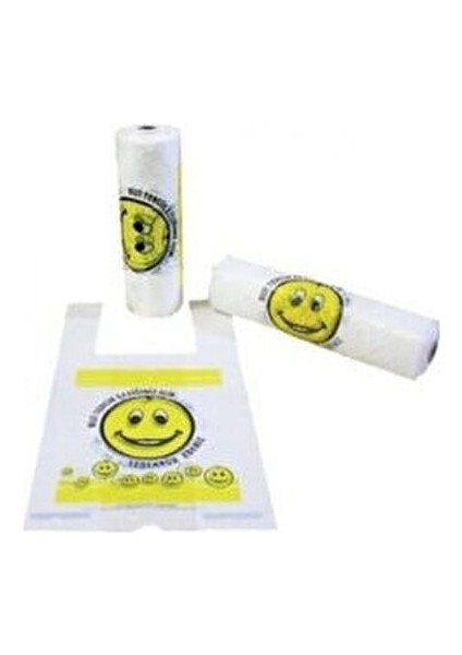 Gülenyüz Desenli Büyük Boy Rulo Poşet 100 Adet Dayanıklı ve Ekonomik Alışveriş Torbası