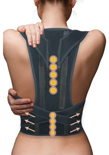 Dik Duruş Korsesi Kadın Erkek Ortopedik Durmak Için Sırt Korse Kamburluk Önleyici Bel Siyah