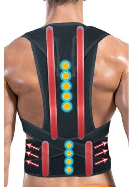 Dik Duruş Korsesi Kadın Erkek Ortopedik Durmak Için Sırt Korse Kamburluk Önleyici Bel Siyah