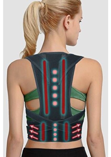 Dik Duruş Korsesi Kadın Erkek Ortopedik Durmak Için Sırt Korse Kamburluk Önleyici Bel Siyah