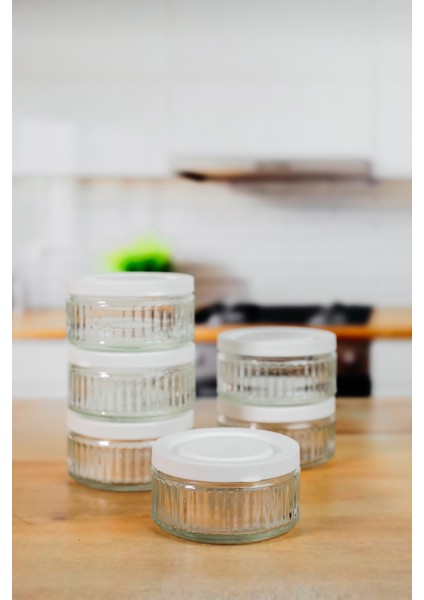 Elite 6'lı Hava Geçirmez Cam Kahvaltılık Seti - 140 cc | Beyaz Kapaklı, Sızdırmaz Saklama Kabı 1 Adet