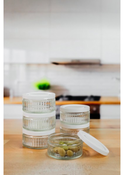 Elite 6'lı Hava Geçirmez Cam Kahvaltılık Seti - 140 cc | Beyaz Kapaklı, Sızdırmaz Saklama Kabı 1 Adet modelleri