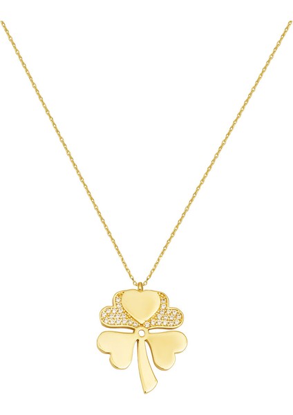 Dört Yapraklı Yonca 14 Ayar Altın Kolye
