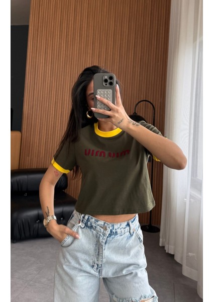 Kadın %100 Pamuklu Yeşil T-Shirt