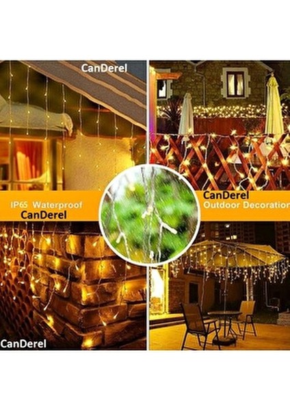 8 Fonksiyonlu Perde LED Işık 4 Metre Genişlik 50X60X70 Saçak Gün Işığı - 96 Ledli Saçaklı LED