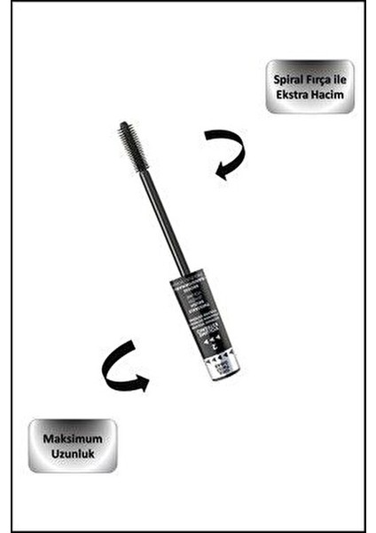 Double Effect Maskara 2'si 1 Arada Uzunluk ve Hacim Sağlayan Büyük Boy Siyah modelleri