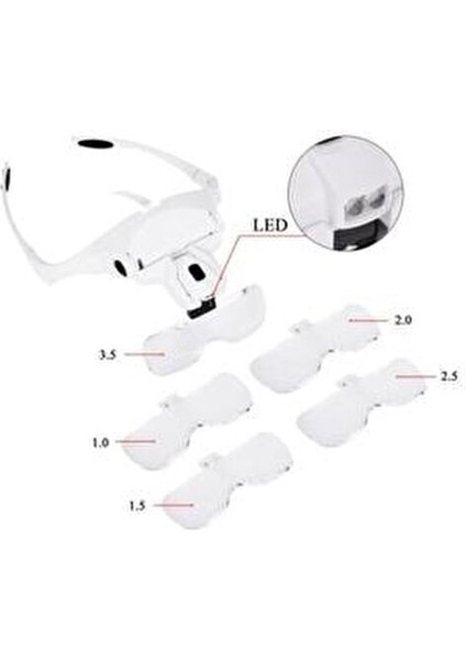 Kitap Okuma ve Kalıcı Makyaj Gözlüğü Ledli Büyüteç Gözlük Loop