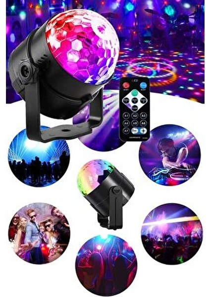 Disko Topu Kumandalı Sese Duyarlı LED Küre-Lazer Işıklı Çok Renkli Parti Işığı fiyatları