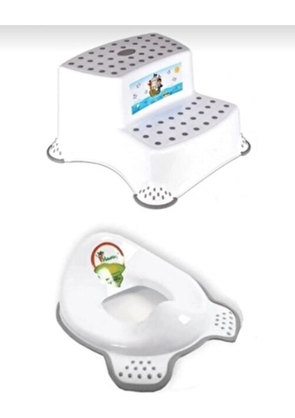 Kaydırmaz Çift Basamaklı Çocuk Taburesi ve Klozet Adaptörü fiyatları