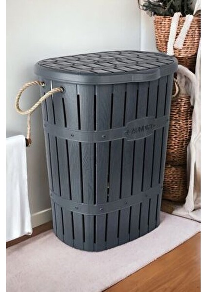 Plastik Bambu Kirli Çamaşır Sepeti