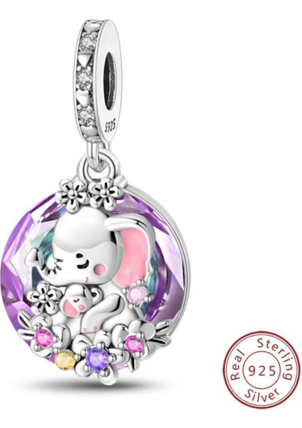 Murano Cam Anne ve Yavru Fil Charmı