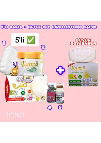 Avantajlı Kanza Krem 5'li Orijinal + Büyük Boy Güzelleştirici Kanza Sabun