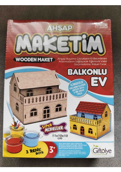 Maket Üçlü Ahşap Maket (Kuş Evi, Değirmen, Balkonlu Ev)Msarty fiyatları
