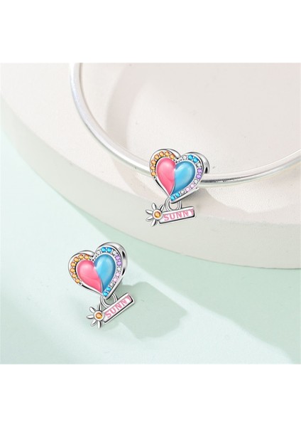 Pembe Mavi Kalpli Güneşli Charm fırsatları