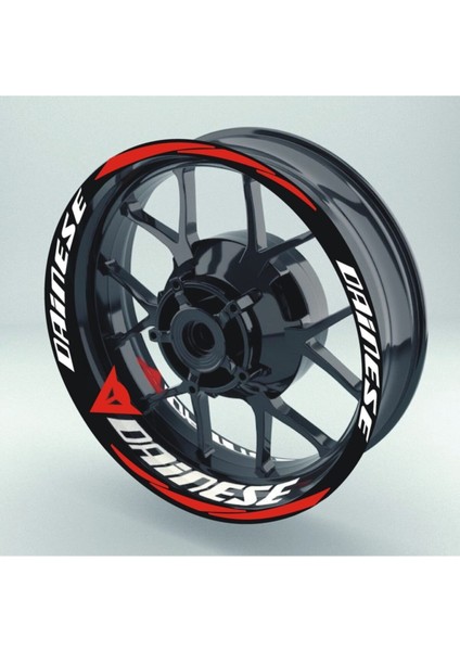 Yeni Özel Motosiklet Jant Şeridi Dainese R25 Uyumlu Beyaz-Kırmızı Sağ-Sol/ön-Arka