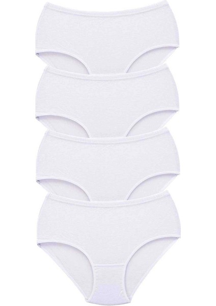 4 Adet Tutku Kadın Yüksek Bel Bato Kalın Lastik Külot Beyaz
