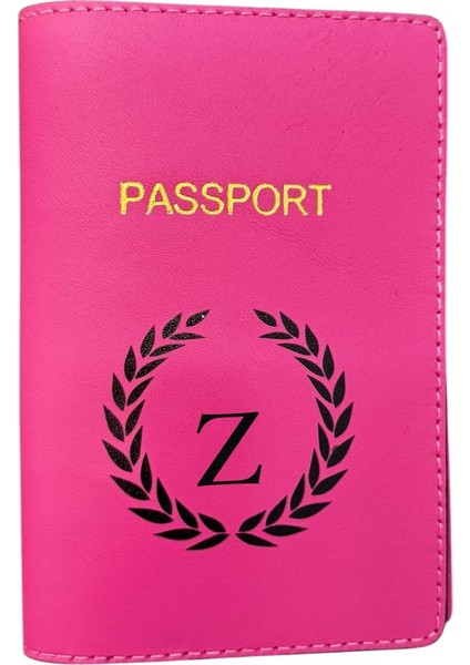 Harf Tasarımlı Deri Pasaport Kılıfı Z