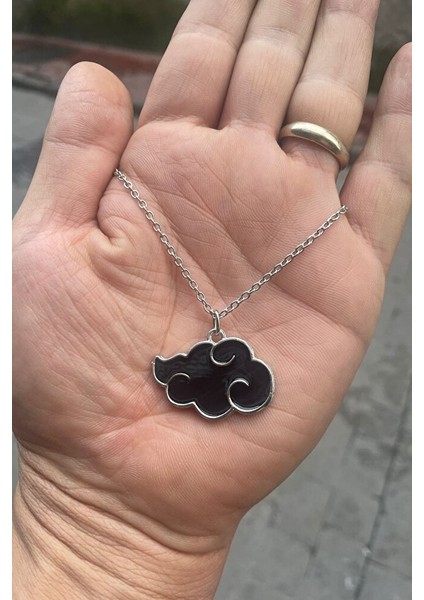 Anime Naruto Shippuden: Akatsuki Siyah Clouds Silver Kolye