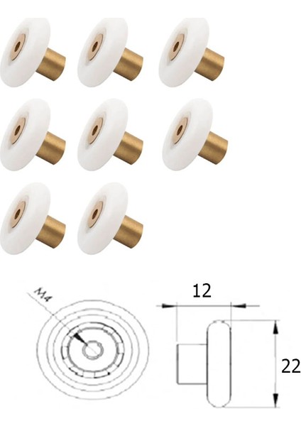 Ayrıntıshop Rulman Tekerleği 22MM 12BOY Set 8 Li - 8 Adet Vidalar Dahil