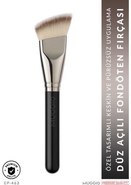 Düz Açılı Premium Fondöten, Allık, Kontür ve Sabitleme Makyaj Fırçası