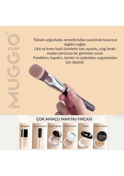 Düz Açılı Premium Fondöten, Allık, Kontür ve Sabitleme Makyaj Fırçası modelleri