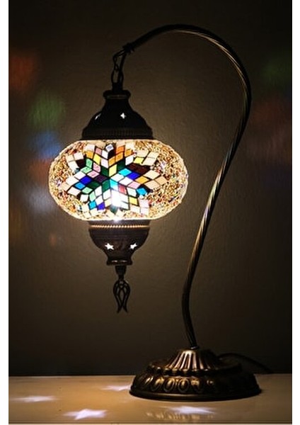 Otantik Retro Mozaik Lamba, Eski Türk Aydınlatmaları, Renkli Cam Motifli Lamba, Cam Sanatı modelleri