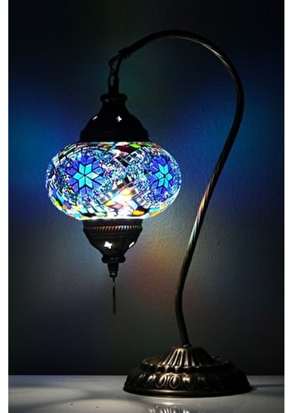 Otantik Retro Mozaik Lamba, Eski Türk Aydınlatmaları, Renkli Cam Motifli Lamba, Cam Sanatı