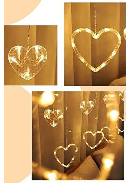 5 Metre Gün Işığı Kalp Şekilli Perde LED