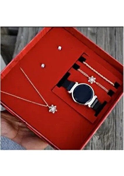 Dokunmatik Bayan Kol Saati Kolye Bileklik Küpe Seti
