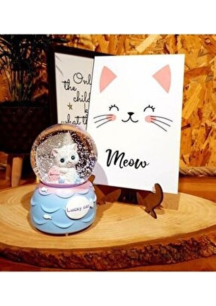 Sevimli Minnoş Kedi Lucky Cat Kar Küresi Büyük Boy Hediye Işıklı Müzikli Kar Küresi fiyatları