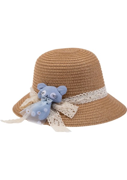 Kitti Bebe Hasır Şapka (2-6 Yaş) Y24700-01 Orta Bej