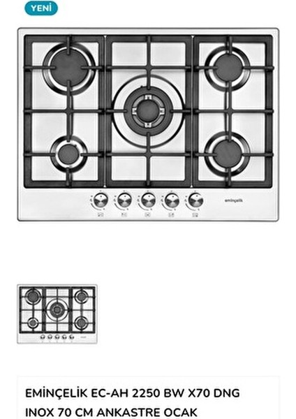 Ec-Ah 2250 Bw X70 Dng 70 cm Ankastre Gömmeli Inox Çelik Ocak fırsatları