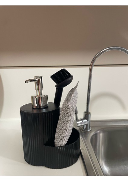 Tezgah Üstü Fırça Hediyeli Sabunluk Mutfak Banyo Sıvı Sabunluk Takımı Süngerlik Bez Seti fiyatları