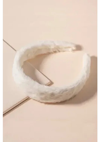 Kadın Beyaz Teddy Tüylü Peluş Taç